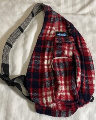 Kavu Rope Bag Polar Red Plaid Flannel Sling Crossbody Backpack Cabin Gorpcore