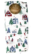 Aspen Christmas Holiday Skier Lodge 100% Cotton Gauze Muslin Kitchen Towel 3pc