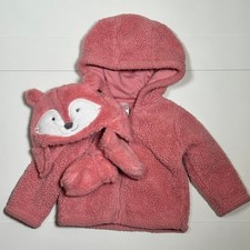 Carter's Baby Girl 3-Piece Sherpa Jacket, Hat, Mittens Size 6-9M