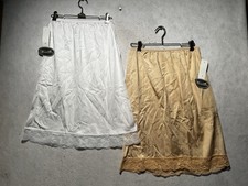 2 NEW Wondermaid Half Slip Skirt Womens Sz Med Lace Hem Trim Nylon White Beige