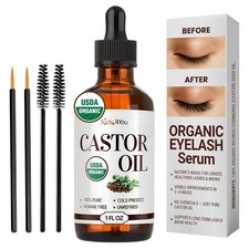 Organic Castor Oil for Hair Growth: Natural Eyelashes Serum for Lashes and Ey...