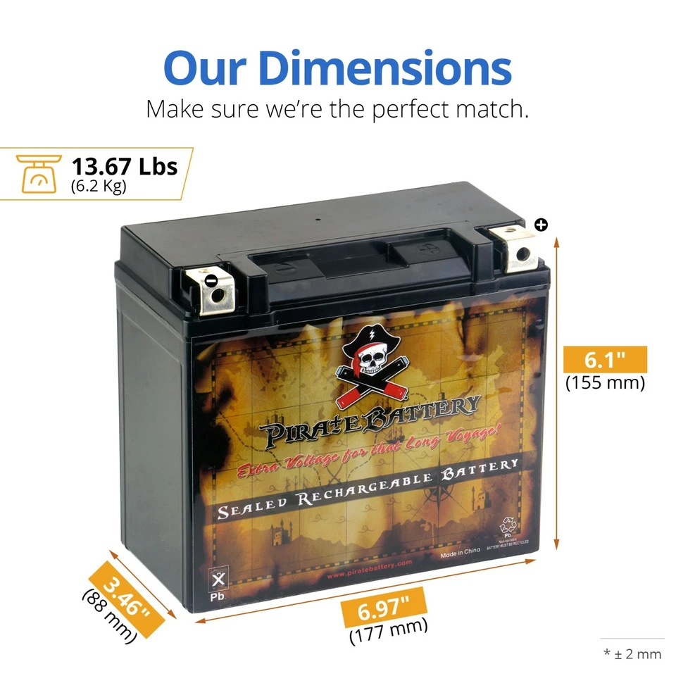 Pirate Battery YTX20HL-BS  Maintenance Free AGM Motorcycle Battery 18Mo Warranty - Image 2 of 4