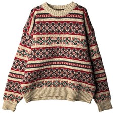 Vintage 80'S-90'S Eddie Bauer Fair Isle wool knit sweater with black tag siz...