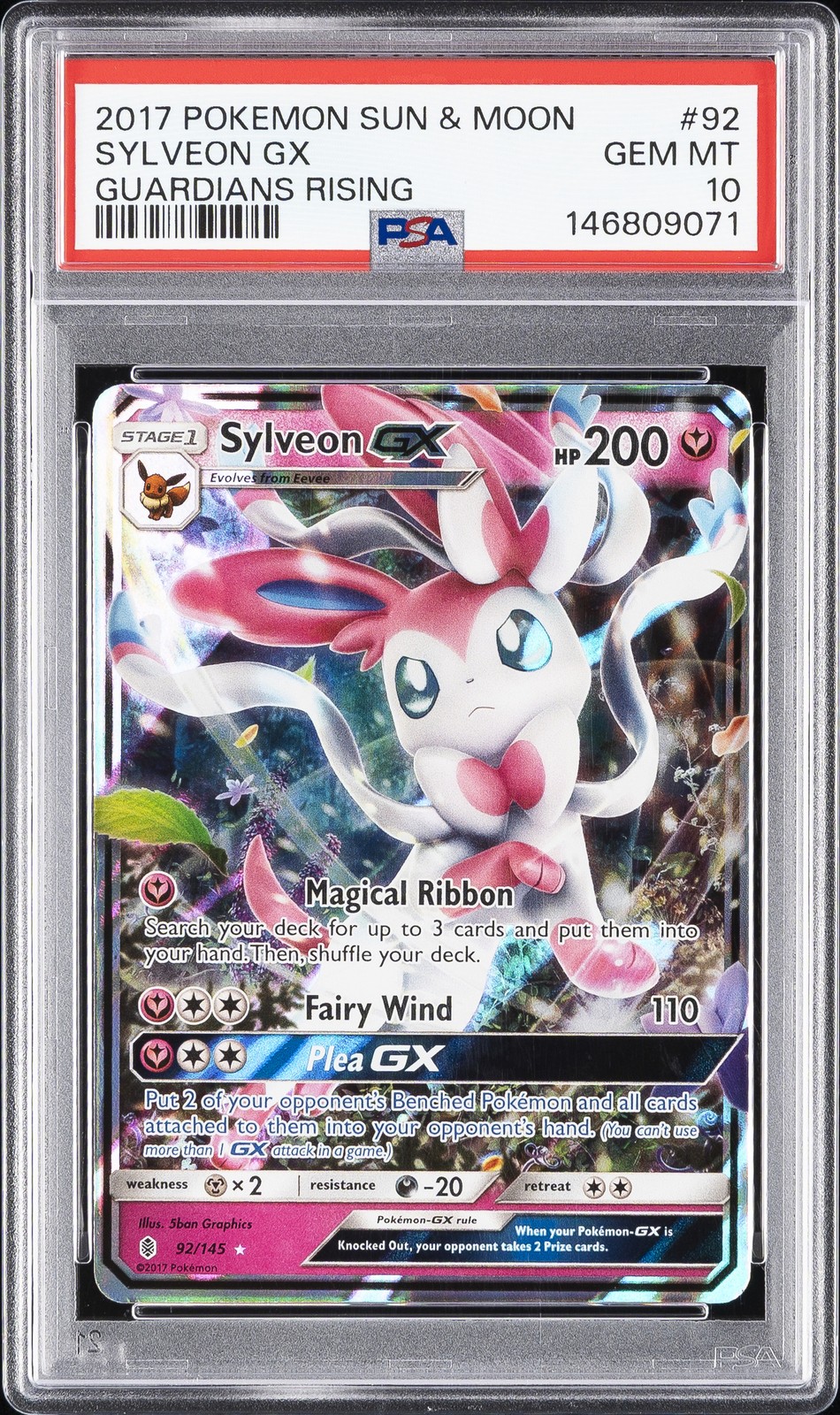 2017 POKEMON SUN & MOON GUARDIANS RISING #92 SYLVEON GX PSA 10