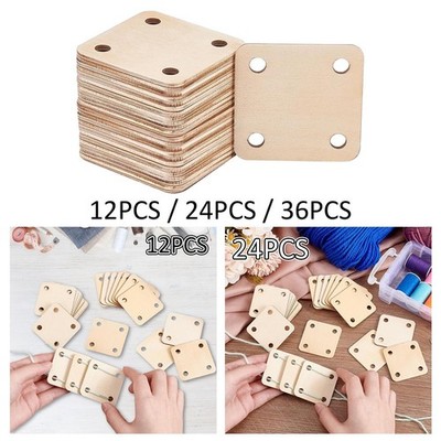 Holz Webkarten Set für Handarbeiten, Quadratische Karten mit 4 Löchern