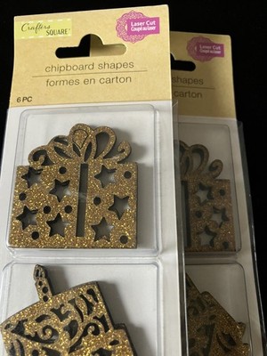 Crafters Square Laser cut kraft icons Birthday gold glitter  craft supplies