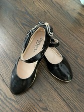 Girls Black patent leather Mary Jane dress low heel shoes for party prom size 1