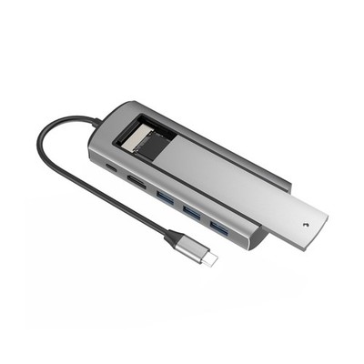 SSD Enclosure USB HUB 6 in 1 TypeC USB 3.0 Hub USB Type C to HDMI PD Adapter h