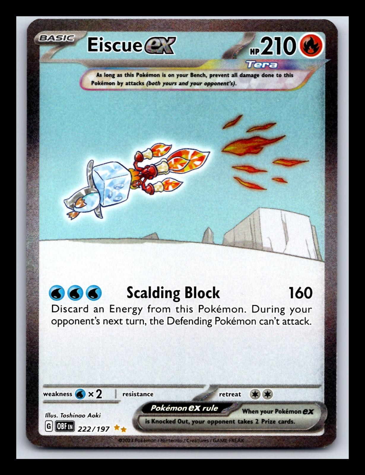Eiscue ex 222/197 Special Illustration Rare Obsidian Flames Pokemon Holo NM