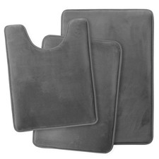 3PCS Bathroom Rug Set Non-Slip Memory Foam Bath Mats Small, Large, Contour