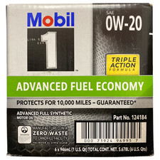 Mobil 1 0W-20 Advanced Fuel Economy Motor Oil 6 Pack, 1-Quart Bottles 35.37 per gallon