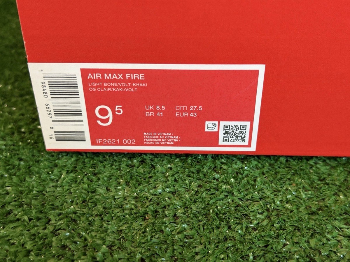 Nike Air Max Fire Sneakers Men's 9.5 Light Bone Volt Khaki (IF2621-002), NIB — product photo 13 of 16