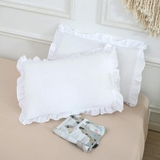 Ruffled Pillow Shams, Pack of 2 Edge Ruffled Pillow Cases 100 Brushed Microfibe