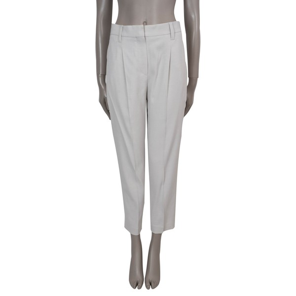Brunello Cucinelli Light Gray Wool Overcoat Pants 40 S