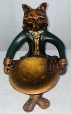 Very Rare BILL HUEBBE Signed FOX Sculpture HUEBBE Table BUTLER Dish 1997 HUEBBE