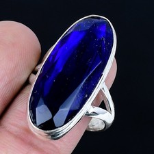 Luxurious London Blue Topaz Gemstone 925 Sterling Silver Ring Size 10.5