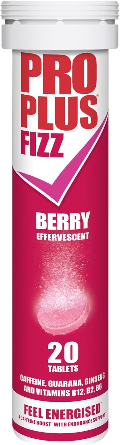 Pro Plus Fizz - 20 Effervescent Berry Flavour Tablets - Caffeine, Guarana, Gins