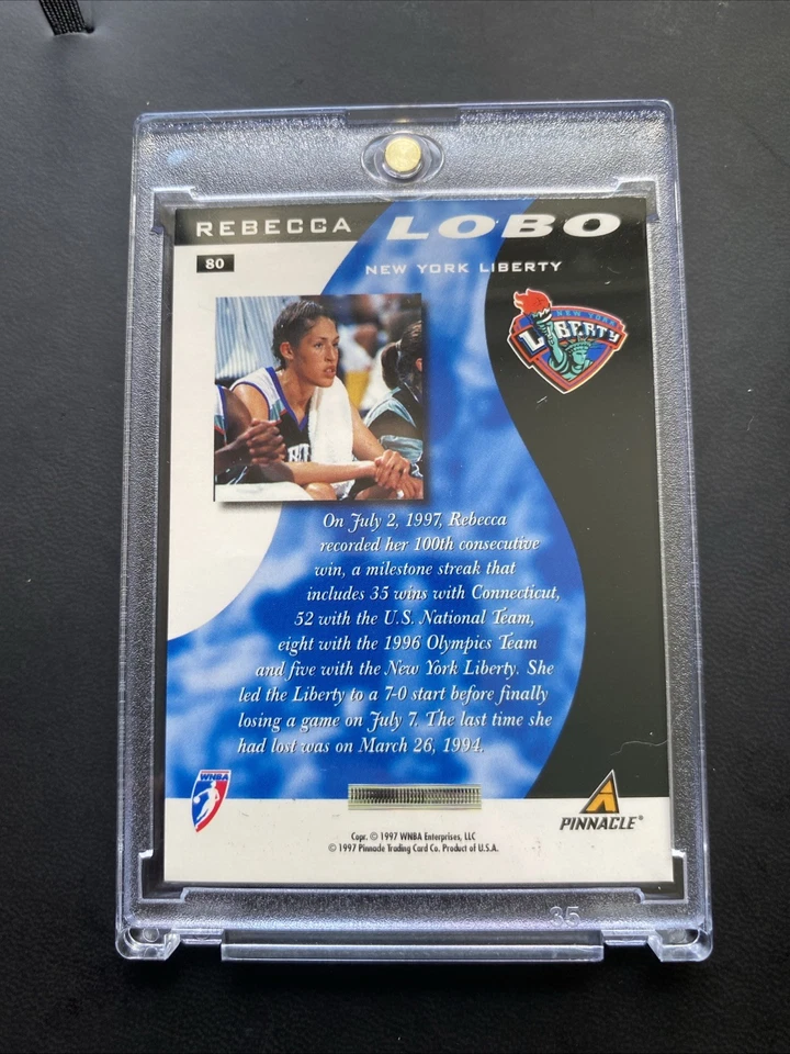 1997 Pinnacle Inside WNBA - Rebecca Lobo #80 RC Rookie Card EXECUTIVE COLLECTION - Image 2 of 2