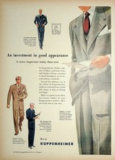 Original 1949 Vintage Print Ad: An investment in good appearance, KUPPENHEIMER