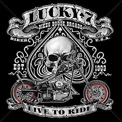 4048 Noir Biker T-shirt moto Twin Rocker Skull Slogan Slogan