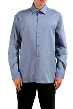 John Varvatos Star USA Men's Blue Slim Long Sleeve Dress Shirt US 17 IT 43