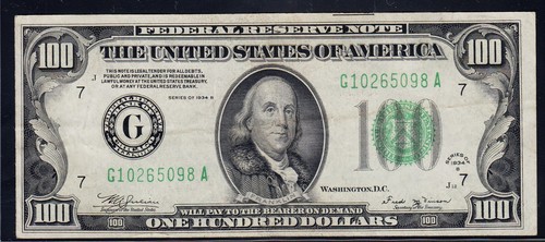 FR.2154 1934B $100 Federal Reserve Note VF+ - Picture 1 of 2