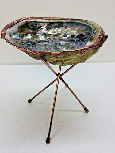 Koolfinds716 Seashell Tray Abalone Copper Hairpin Legs Bronze Feet Copper Foil - Picture 6 of 13
