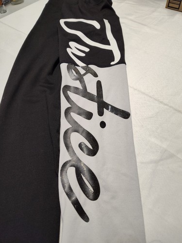 JUSTICE GIRLS MULTI-COLOR BLACK GREY ACTIVEWEAR LEGGINGS PANTS SZ 12 LOGO - Picture 3 of 6