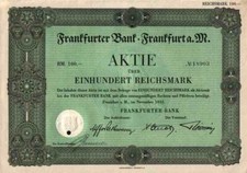 Frankfurter Bank AG 1932 Frankfurt Main BHF Bank Hauck Bethmann Oppenheim 100 RM