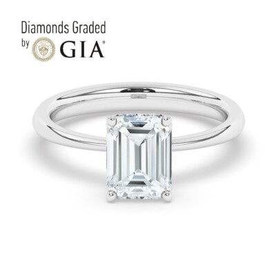 Smaragd Solitär versteckter Halo 950 Platin Verlobungsring, 1 ct, natürlicher GIA
