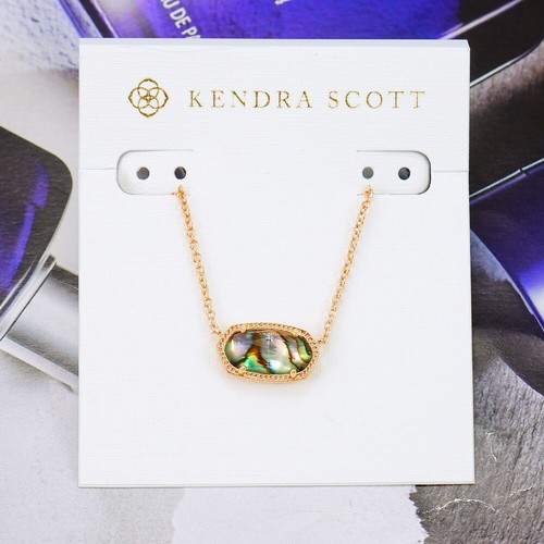 CLEARANCE!! NWOT Kendra Scott Elisa Lee Abalone Necklace Earrings SET Rose Gold - Picture 2 of 3