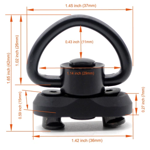 Black Unique QD Sling Swivel Mlock / Keymod Rail Handschutz Befestigung Adapter - Bild 3 von 13