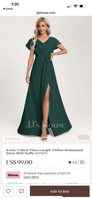 jjs bridesmaid dress JJ's House A-line V-Neck Floor-Length Chiffon Junior Bridesmaid Dress 2026 With Cascading Ruffles