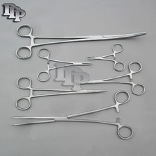 HEMOSTATS / LOCKING FORCEPS 6 Piece Set 3-1/2" - 12" Curved Stainless Steel NEW