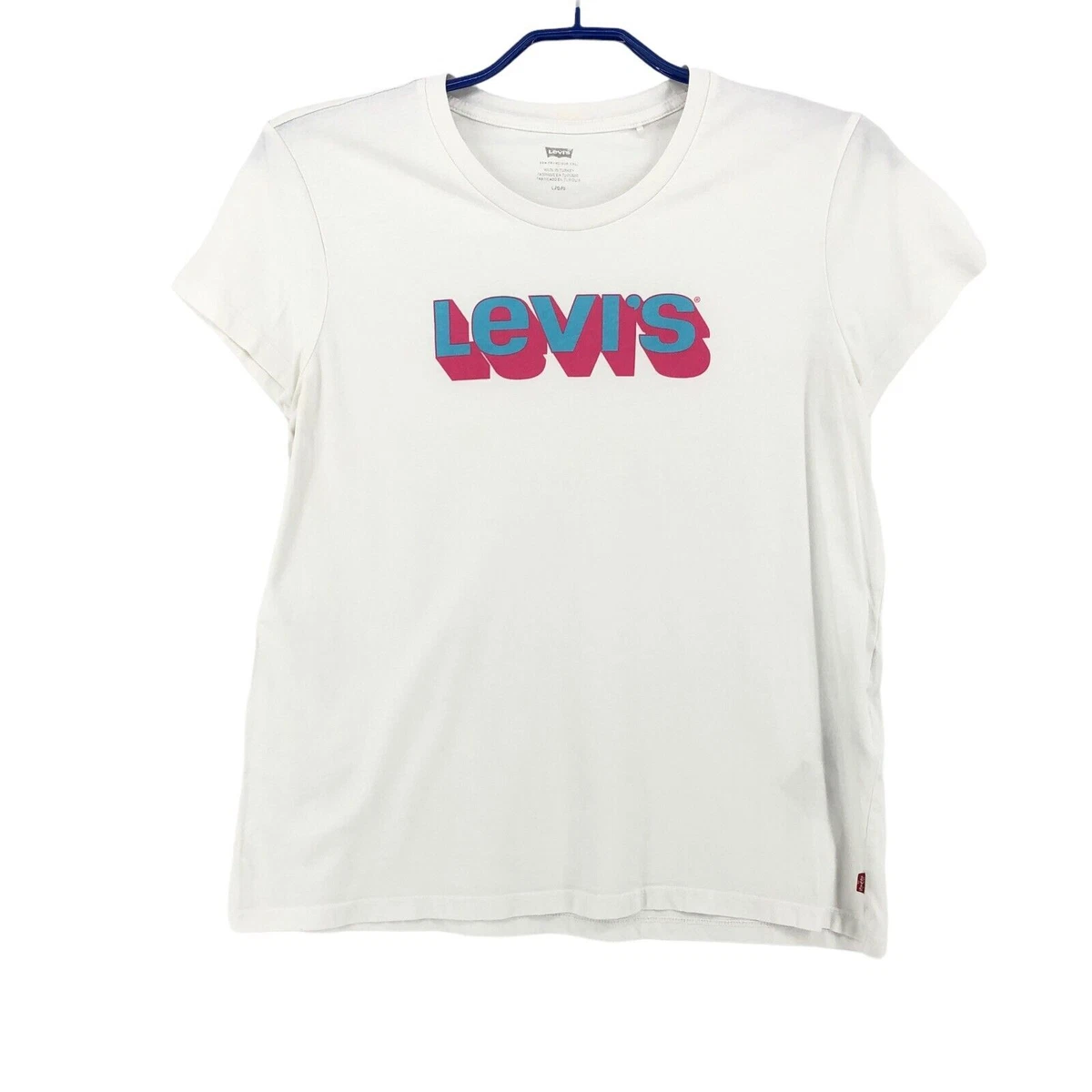 T-shirt fantaisie vert d'eau pour femme Levi's en coton | Destock Jeans T-shirt fantaisie vert d'eau pour femme Levi's en coton | Destock Jeans