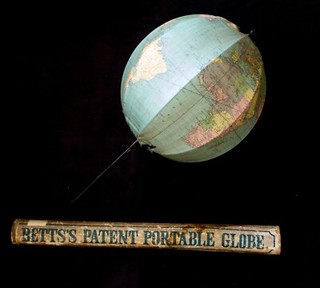 RARE Antique BETTS'S Patent Portable Terrestrial Cloth Globe Original Tube c1918