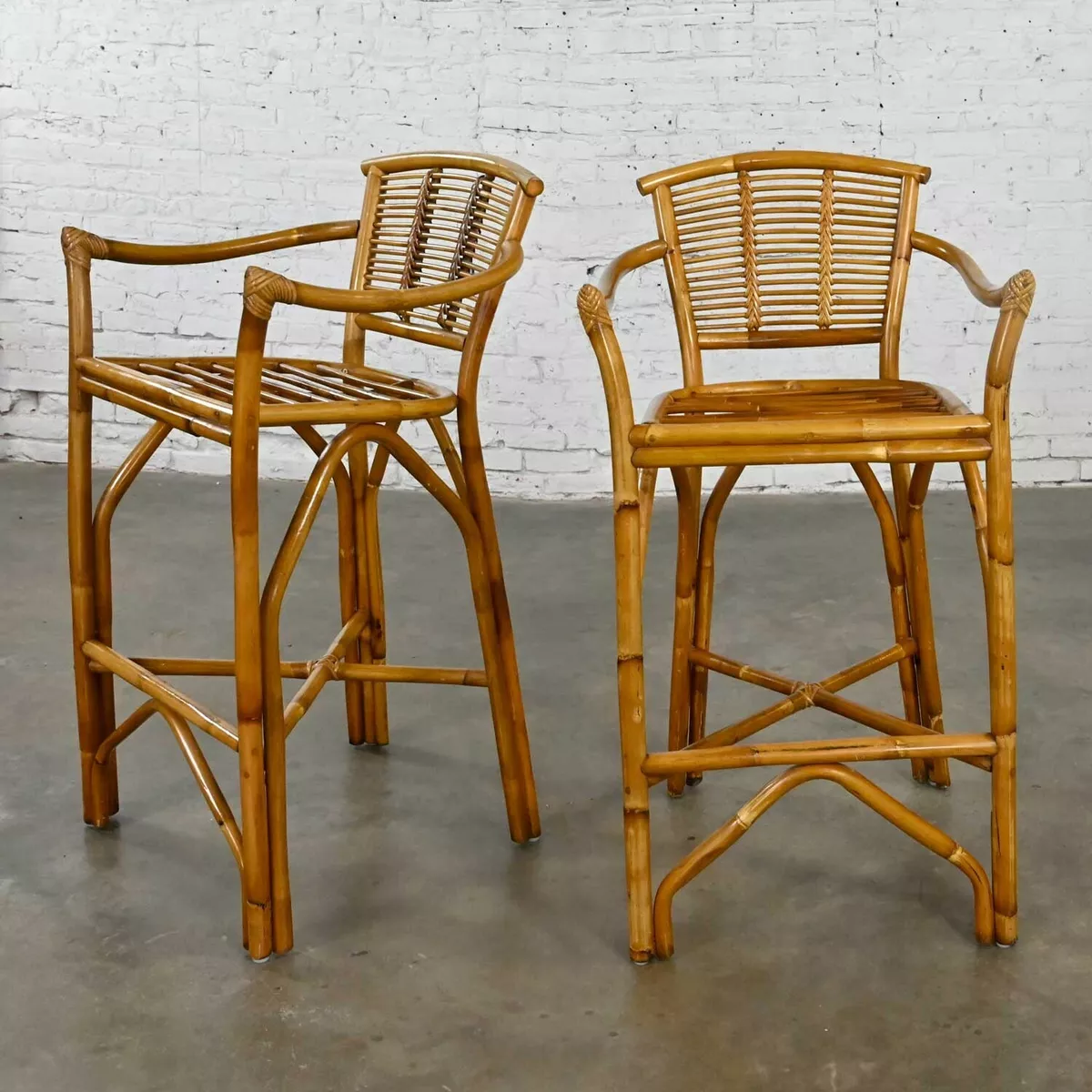 Vintage rattan bar stools sales