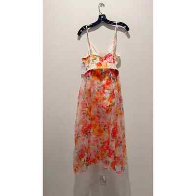 chinese dress ladies Giselle Tulle Render Floral Print Cutout Waist Back Lace-up Maxi Dress –  roschic main image 1