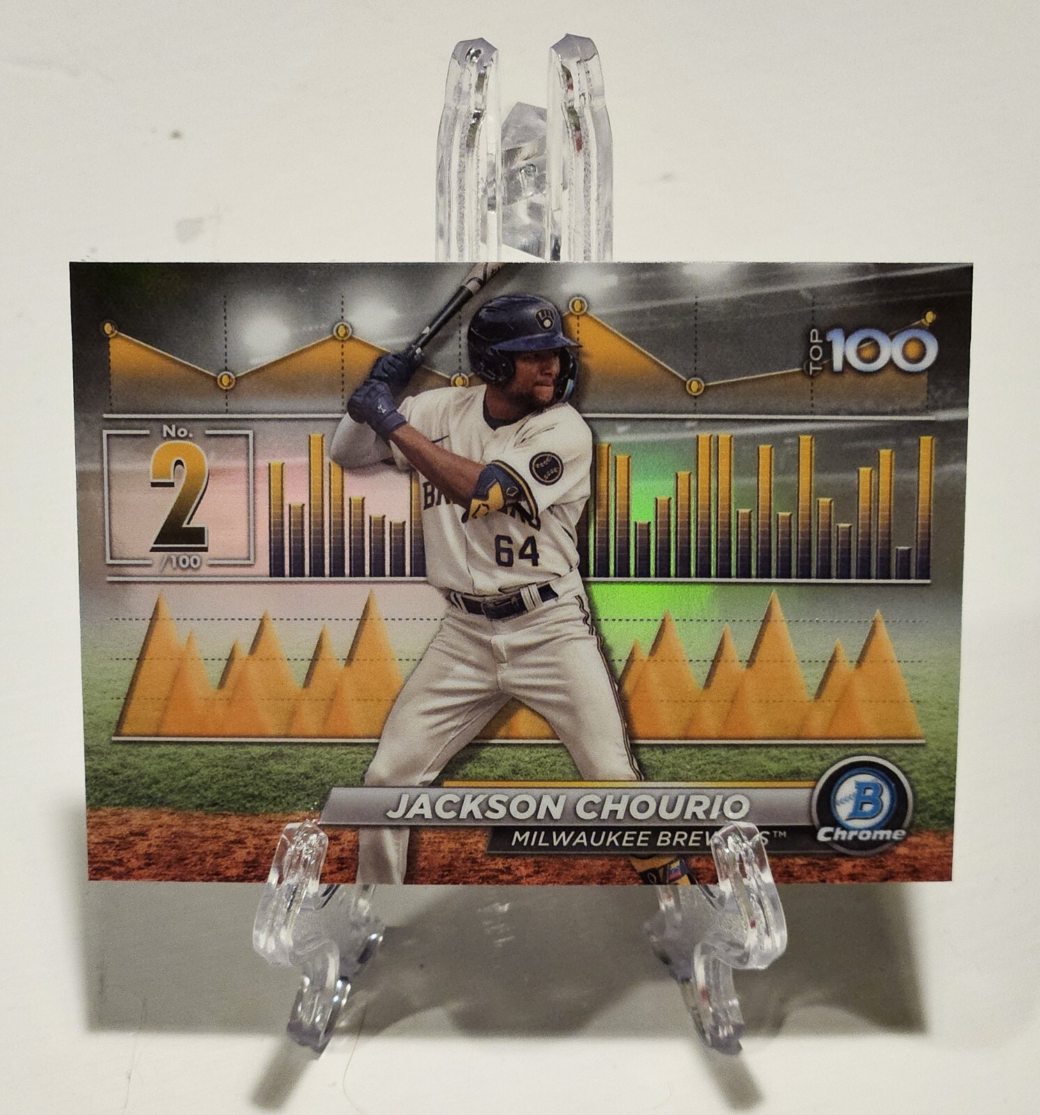 JACKSON CHOURIO 2024 Bowman Chrome Scouts Top 100 Refractor #BTP-2 Brewers
