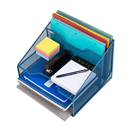 Desktop Organizer, Vertical File Holder, Paper Trays, Office, Turquoise Single - Bild 5 von 6