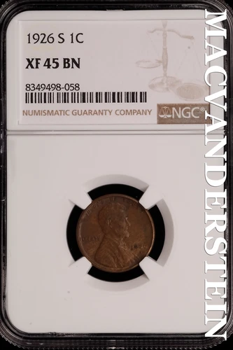 1926-S Lincoln Wheat Cent - NGC XF 45 BN - Scarce  No Reserve  #SLH234