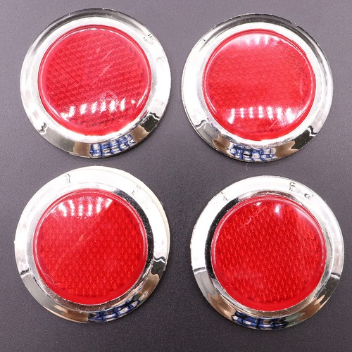 4x Red Car Hot Motorcycles Reflective Sticker Reflector Round Chrome Adhesive - Picture 2 of 4