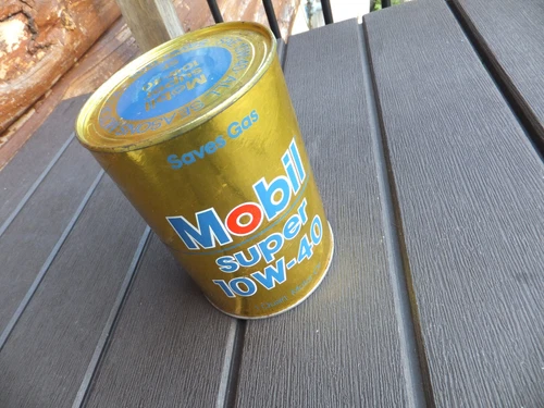 Vintage Sealed Full Can Mobil Super 10W-40, 1 QT Motor Oil