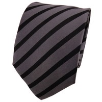Tigertie Designer Seidenkrawatte Anthrazit Schwarz Gestreift