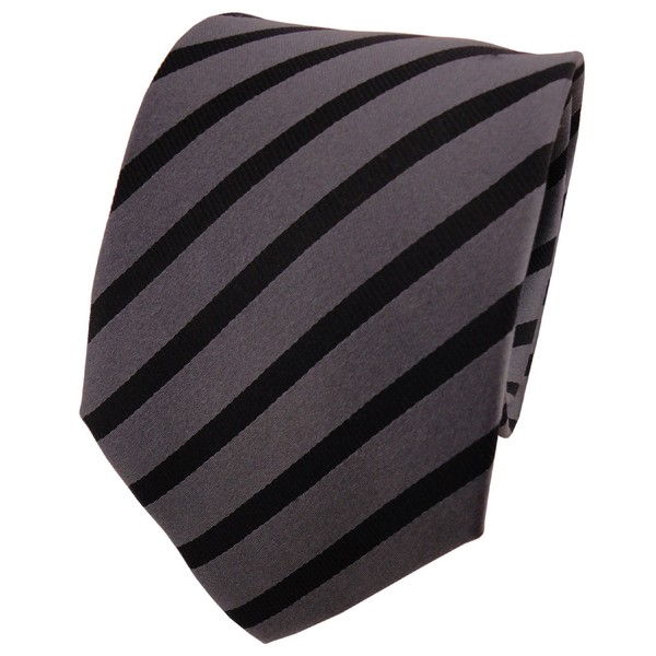Tigertie Designer Seidenkrawatte Anthrazit Schwarz Gestreift-image