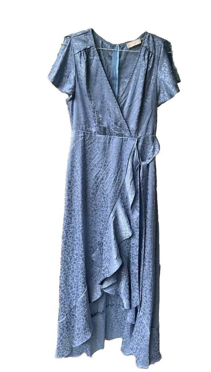 princess polly baby blue dress Altar'd State Maxi Dress Women Medium Springvale Satin Floral Wrap Blue  Fancy