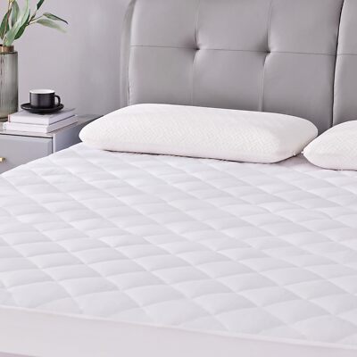 Quilted Mattress Pad Cooling Fitted Protector Deep Pocket Down Alternative Fill