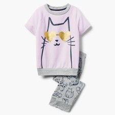 NWT Gymboree Cool Cat Pajama Set Girl Purple sizes XXS 3 , S 5-6 , L 10-12 