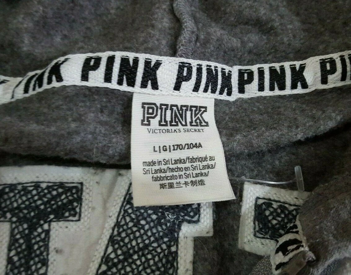 UNDERCOVER Victoria Secret ROSA Felpa con Cappuccio Maglione Full Zip Grigio Taglia L