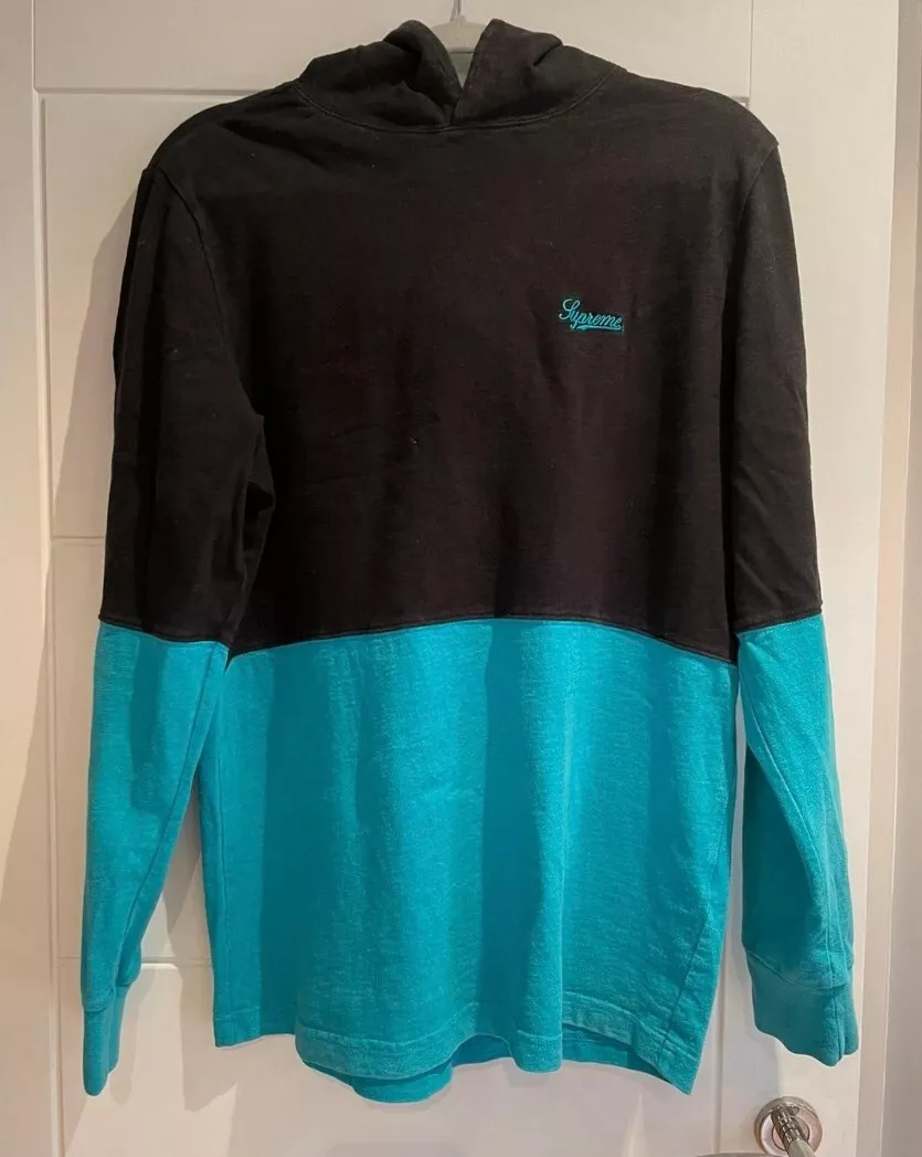 FW16 Supreme Hooded 2 Tone Top size M medium Hoodie Black Blue